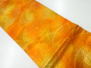 リサイクル　芝草に菊模様織出し名古屋帯